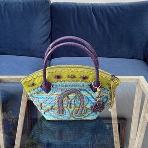Mary Frances Vintage Vibrant Hand Sewn Beaded Silk Hand‎ Bag/Purse.